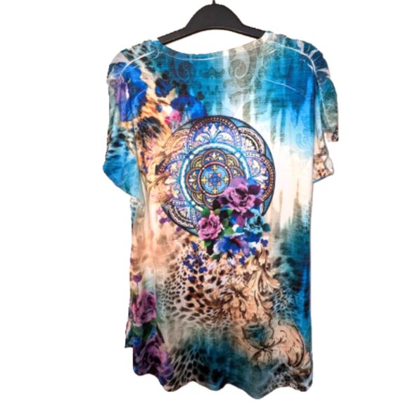 NWOT S-Twelve Short Sleeves Embellished Top Size L - Picture 2 of 7